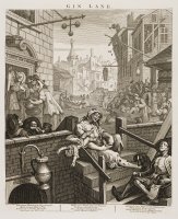 W. Hogarth, Gin Lane, 1751 (impressione calcografica) / W. Hogarth, Gin Lane, 1751 (impression)